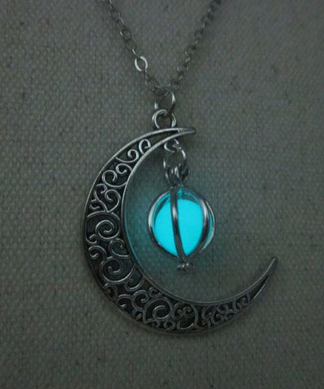 Chain Steel Stainless Necklace Unique Moon Luminous Lariat