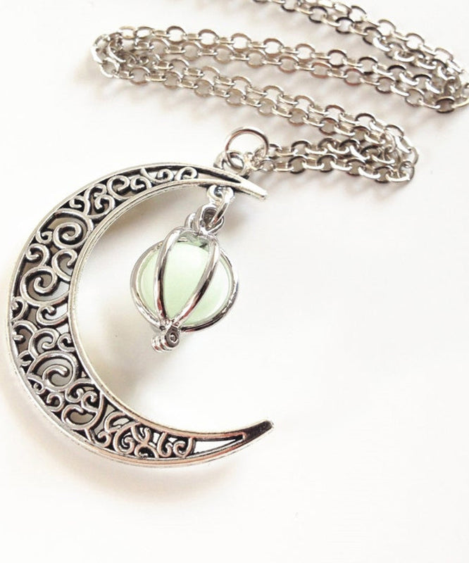 Chain Steel Stainless Necklace Unique Moon Luminous Lariat