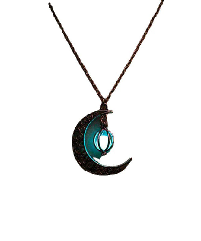 Chain Steel Stainless Necklace Unique Moon Luminous Lariat