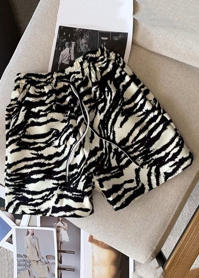Zebra Unique Up Cotton Pattern Men Lace Waist Elastic Shorts
