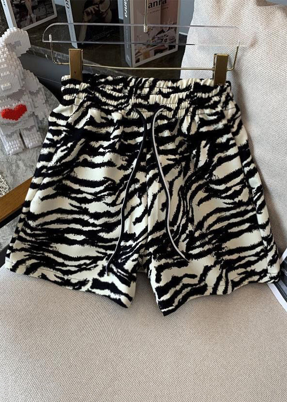 Zebra Unique Up Cotton Pattern Men Lace Waist Elastic Shorts