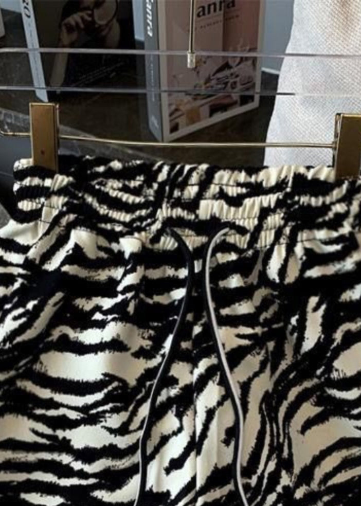 Zebra Unique Up Cotton Pattern Men Lace Waist Elastic Shorts