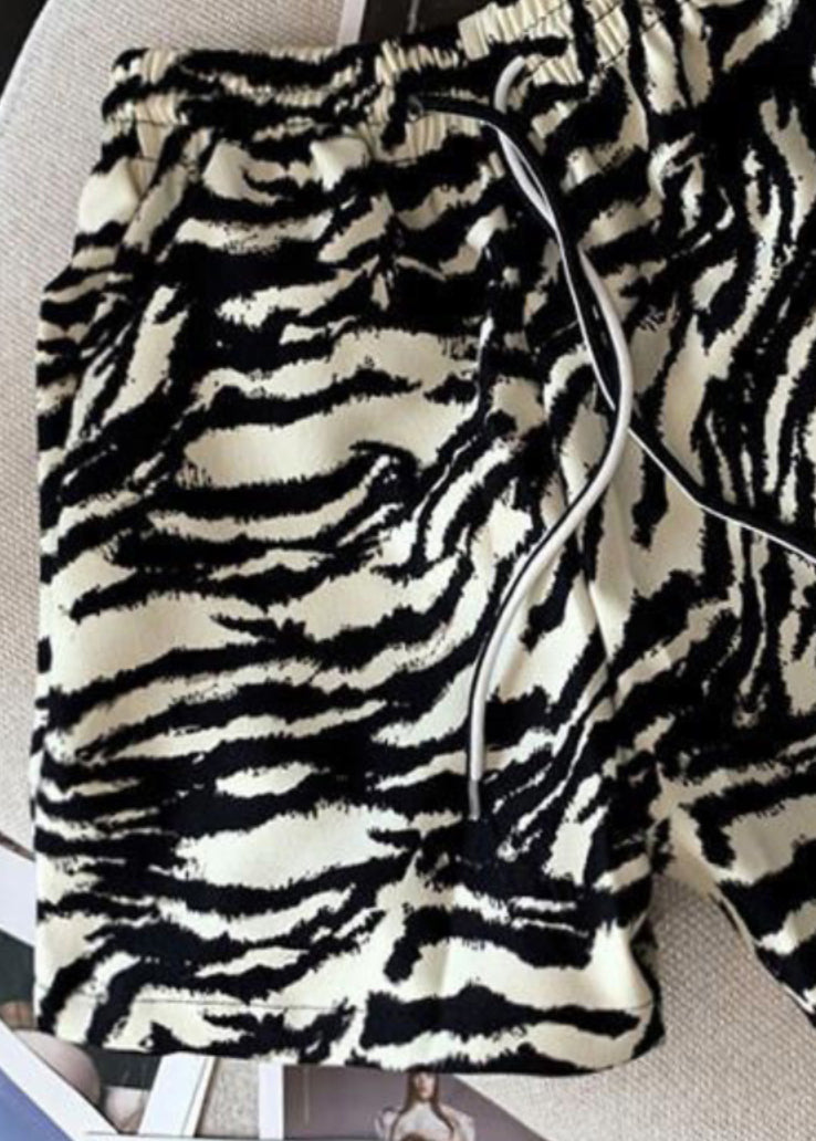 Zebra Unique Up Cotton Pattern Men Lace Waist Elastic Shorts