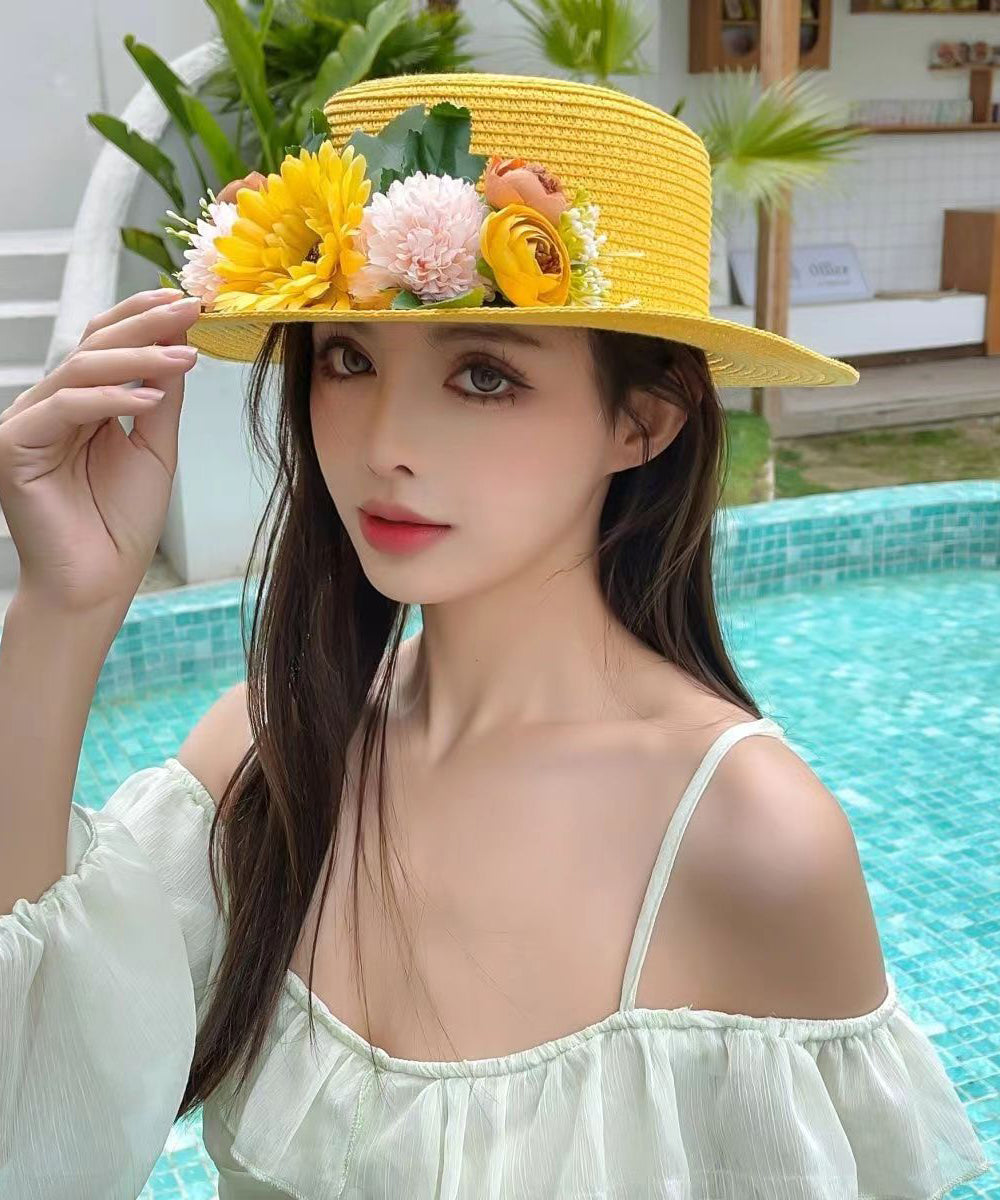 Chapeau cloche à ombrage fleuri à la mode de style vacances YU1019