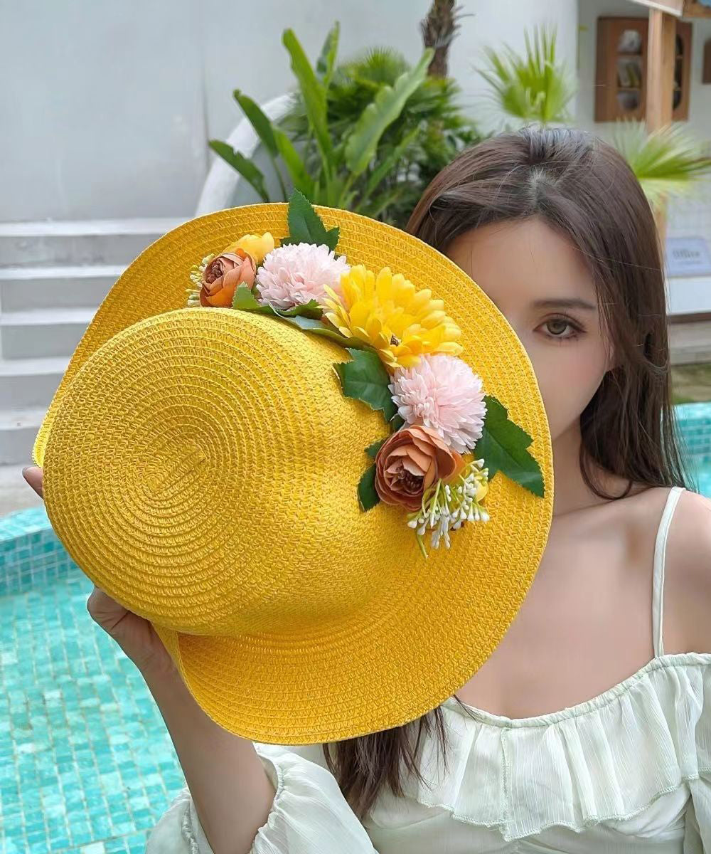 Chapeau cloche à ombrage fleuri à la mode de style vacances YU1019