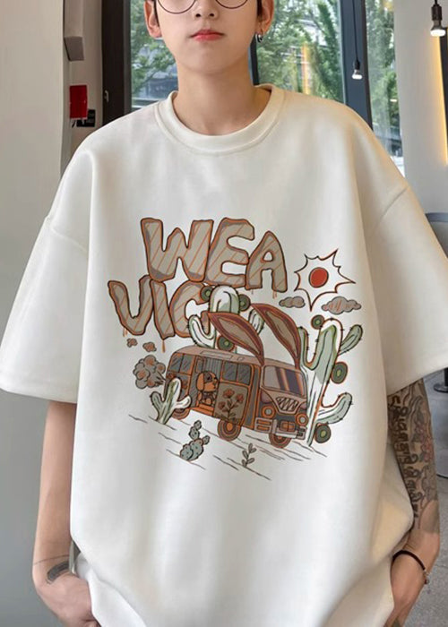 O Print Suede Shirt Vintage T Faux Green Neck Men Army Half