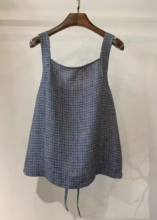Waist Vintage Vest Summer Back Linen Tie