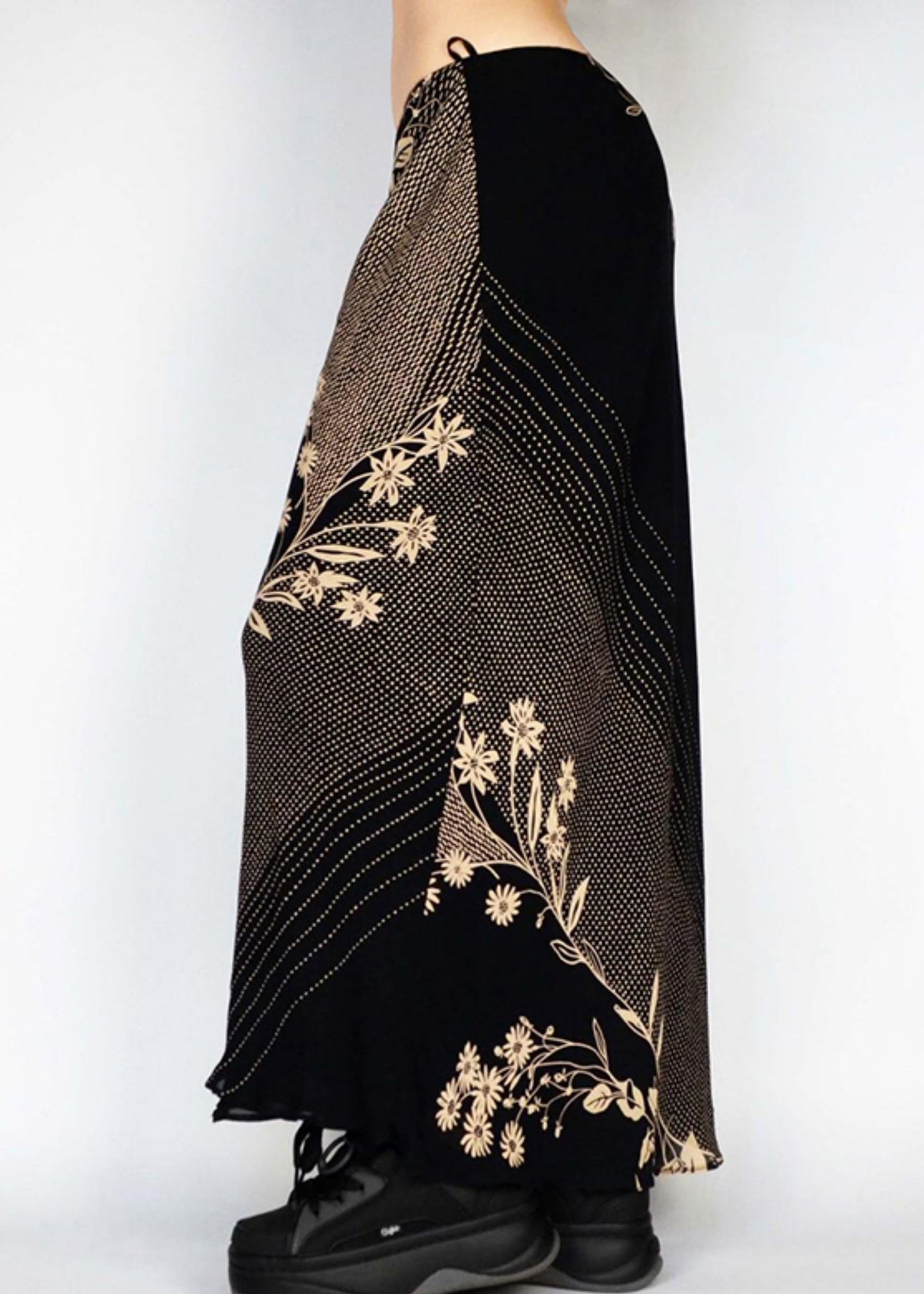 Cotton Design Vintage Original Summer Plaid Skirt Black