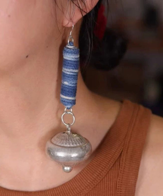 Small Blue Bell Sterling Tie Drop Dye Vintage Cylinder Silver