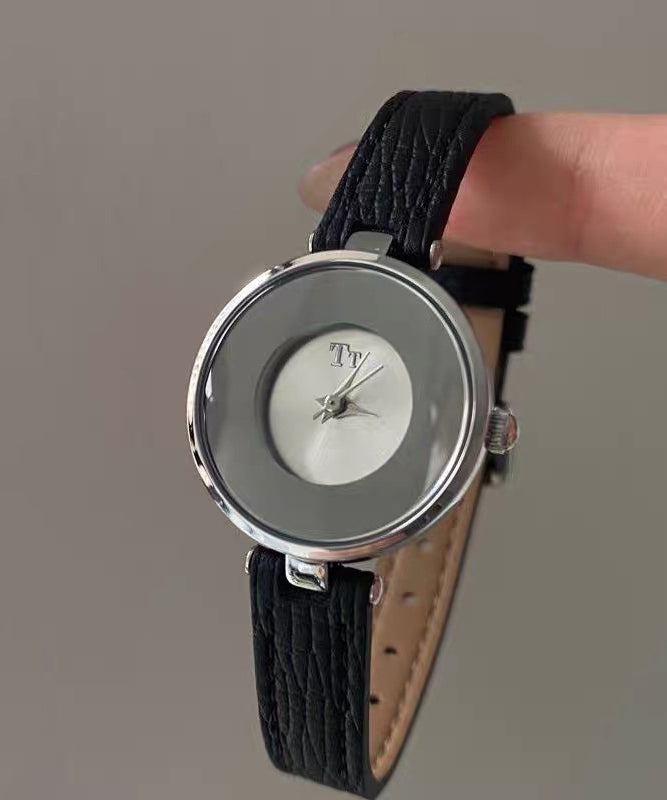 Brown Vintage Crystal Leather Watches Alloy Hardlex