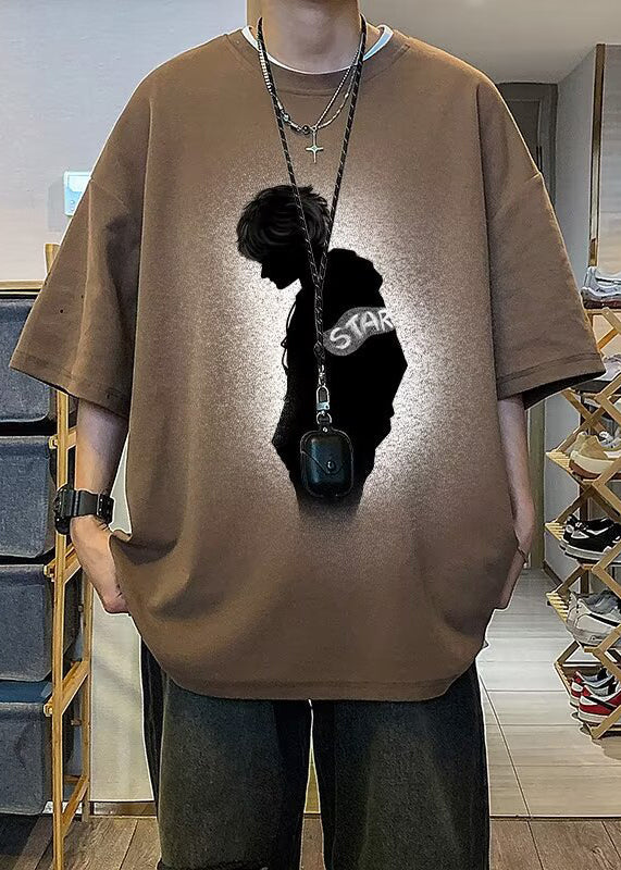 Coffee Original Design Print T Vintage Cotton Men Half Shirt