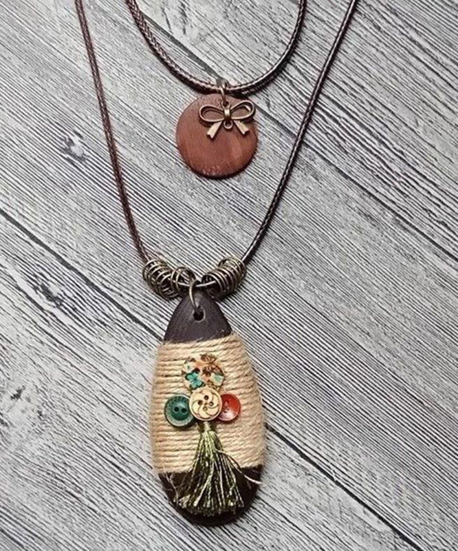 Water Sweater Drop Vintage Coffee Necklace Pendant Weaving