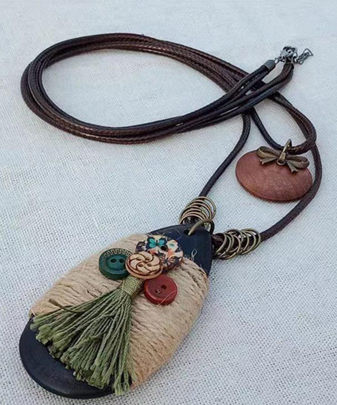 Water Sweater Drop Vintage Coffee Necklace Pendant Weaving