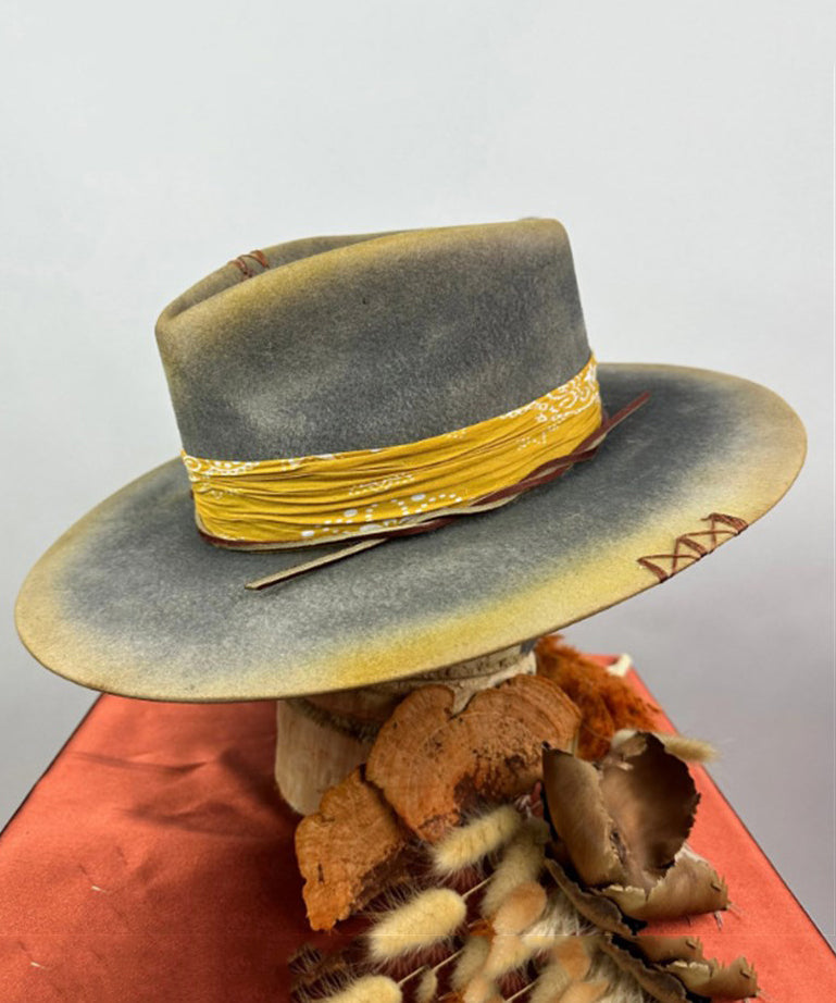 Wool Hat Ethnic Cowboy Vintage Blue Style