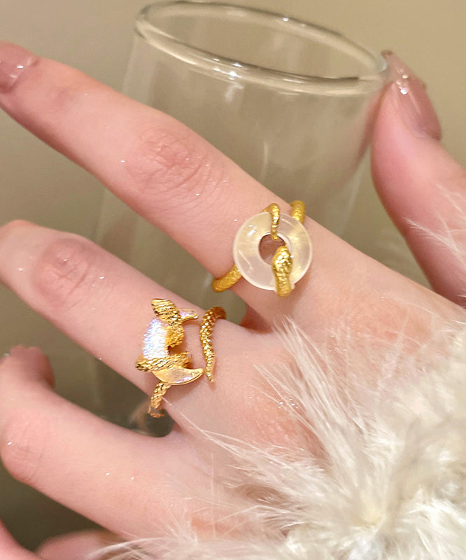 Vintage Gold Serpentine Alloy Copper Buckles Rings Safety