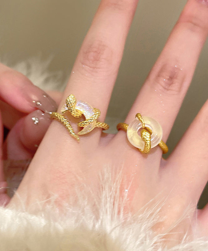 Vintage Gold Serpentine Alloy Copper Buckles Rings Safety