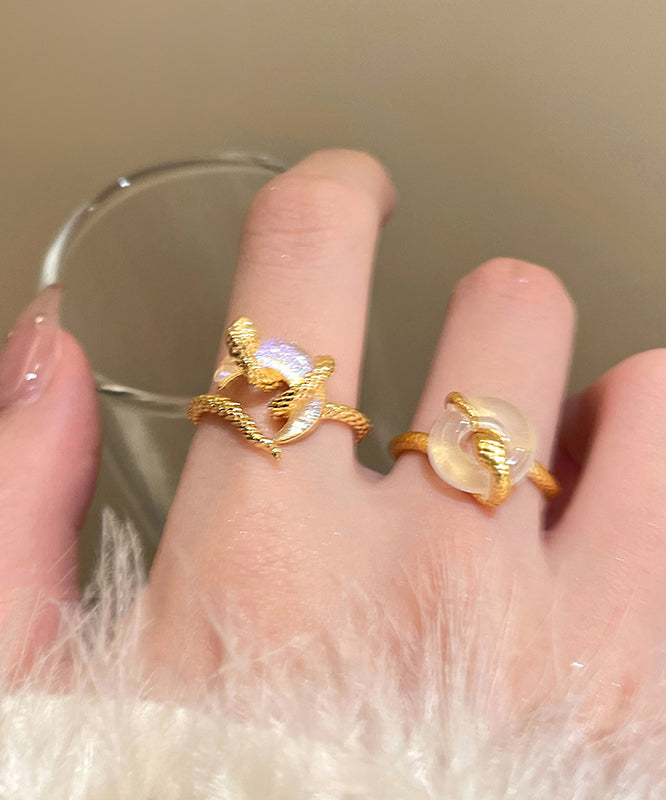 Vintage Gold Serpentine Alloy Copper Buckles Rings Safety