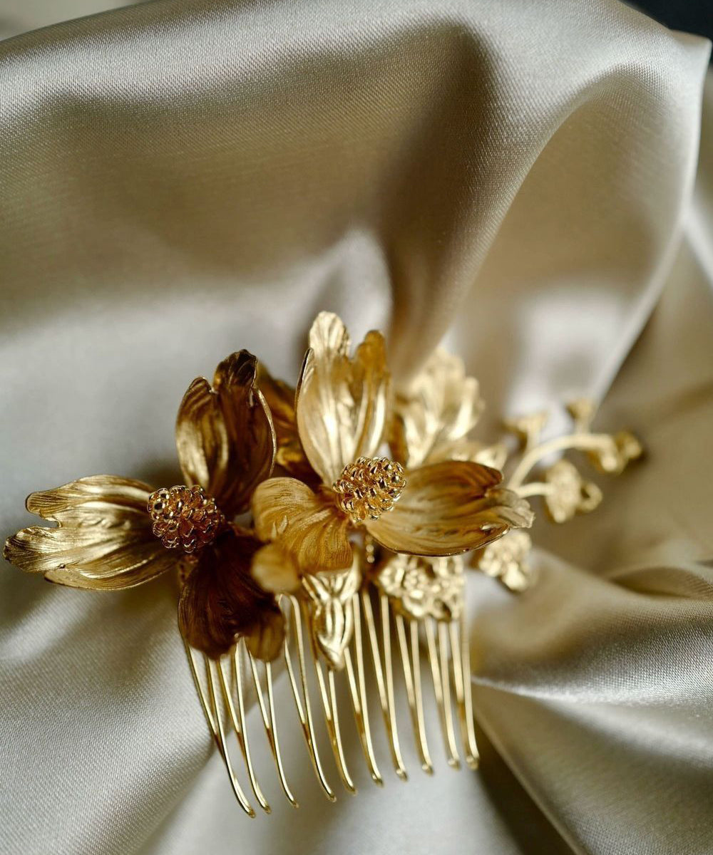 Hairpin Vintage Iris Sterling Silver Gold Overgild