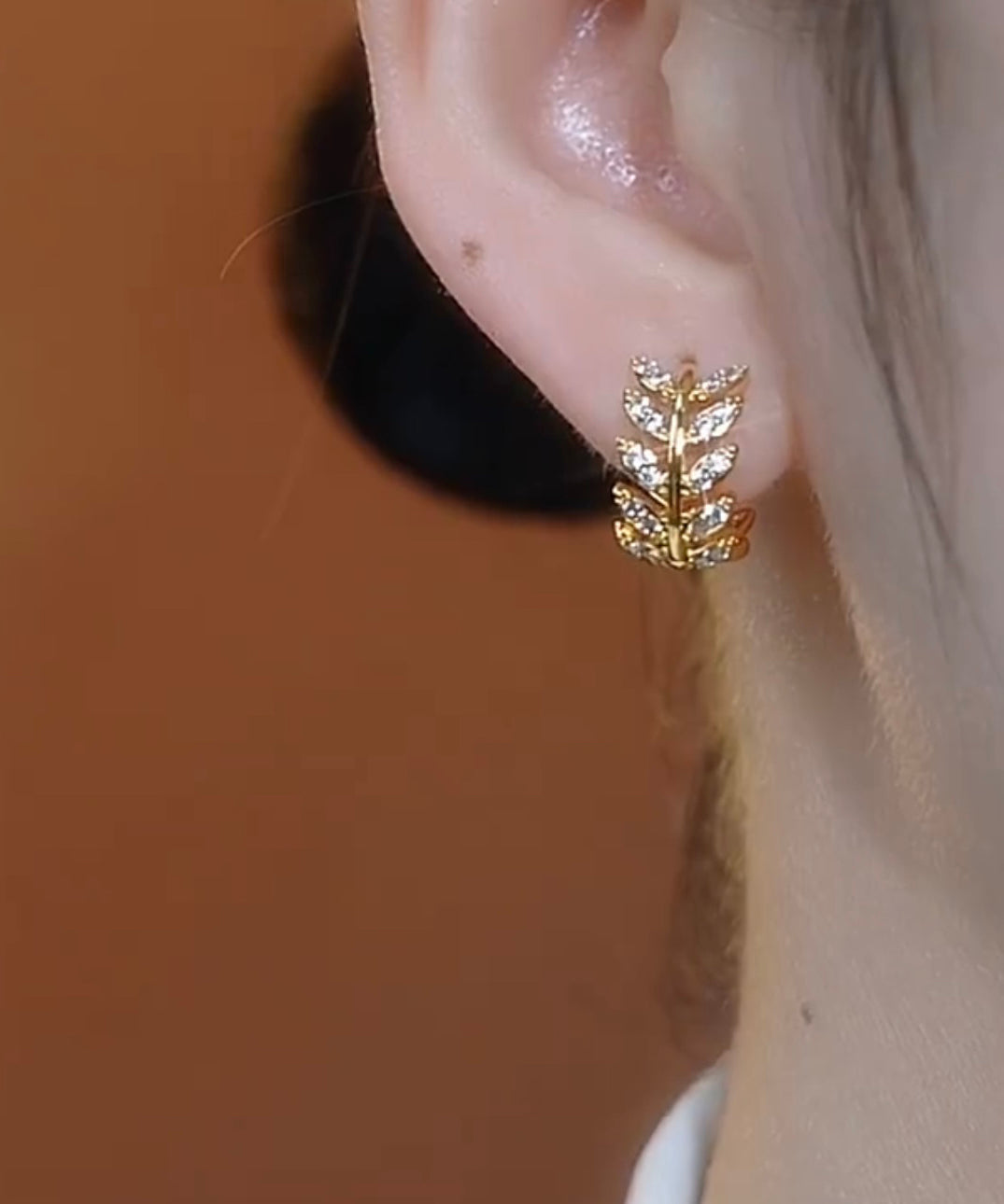 Ear Silver Wheat Vintage Zircon Sterling of Hoop Gold Overgild