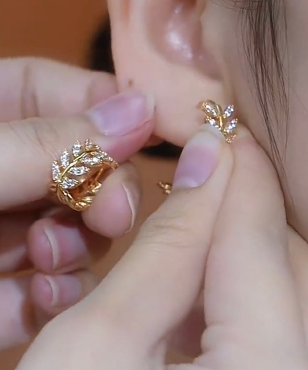 Ear Silver Wheat Vintage Zircon Sterling of Hoop Gold Overgild