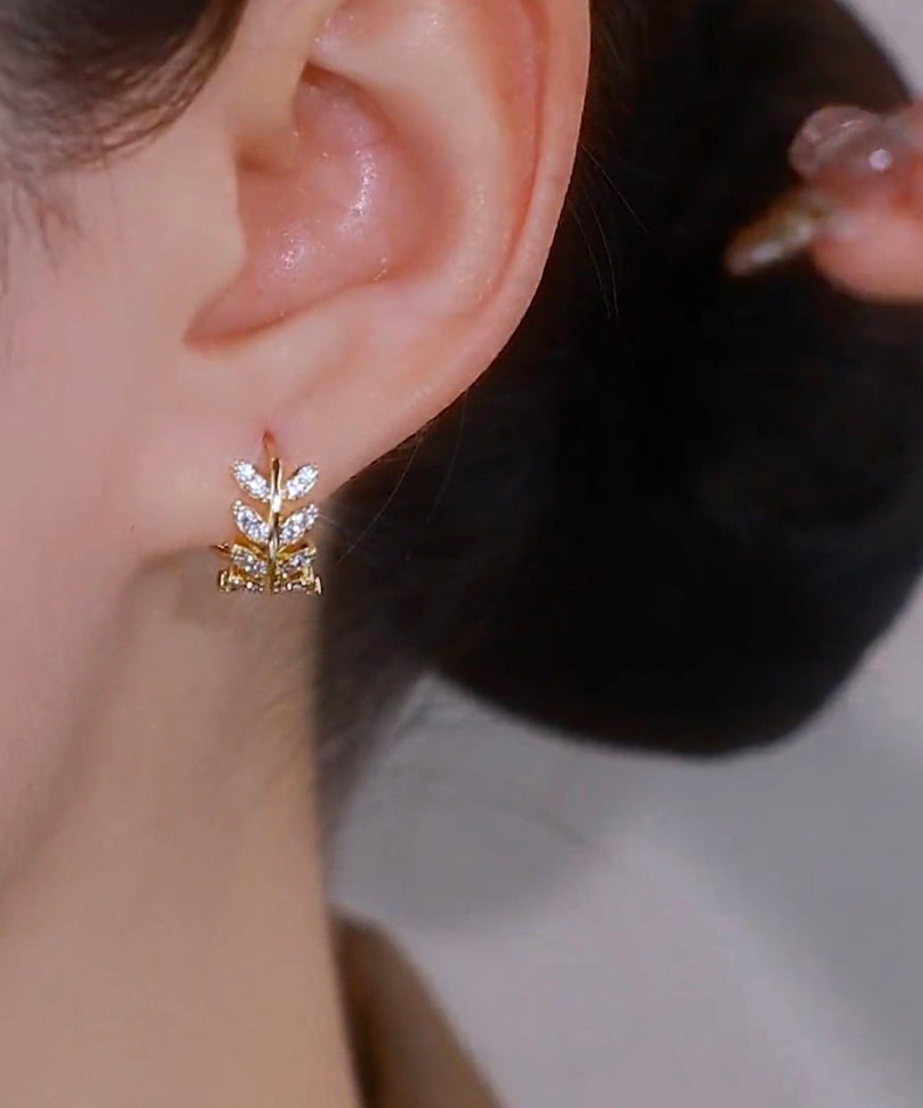 Ear Silver Wheat Vintage Zircon Sterling of Hoop Gold Overgild
