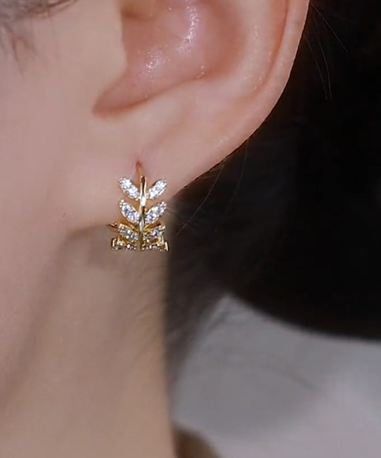 Ear Silver Wheat Vintage Zircon Sterling of Hoop Gold Overgild