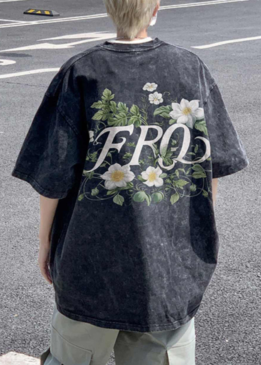 Print T Half Men Shirts Vintage Cotton Sleeve Khaki Cozy