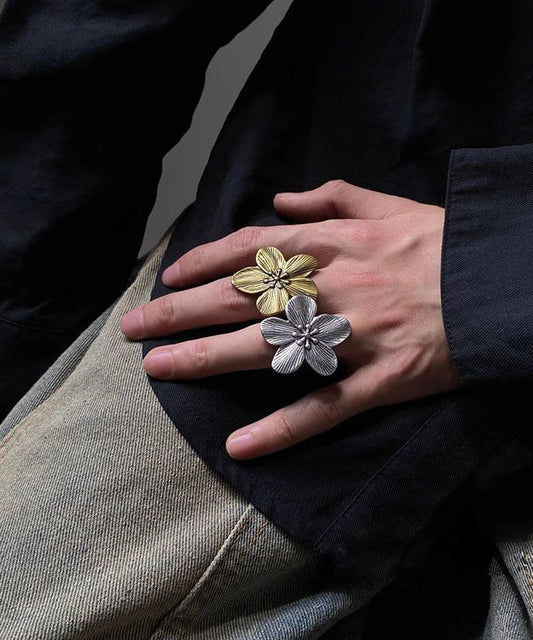 Set Open Floral Vintage Metal Two-Piece Rings