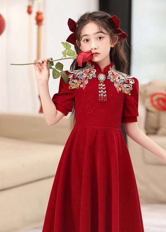 Dresses Mulberry Embroideried Vintage Summer Long Girls Patchwor