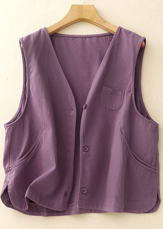 Cotton Vintage Oversized Vest Spring Purple