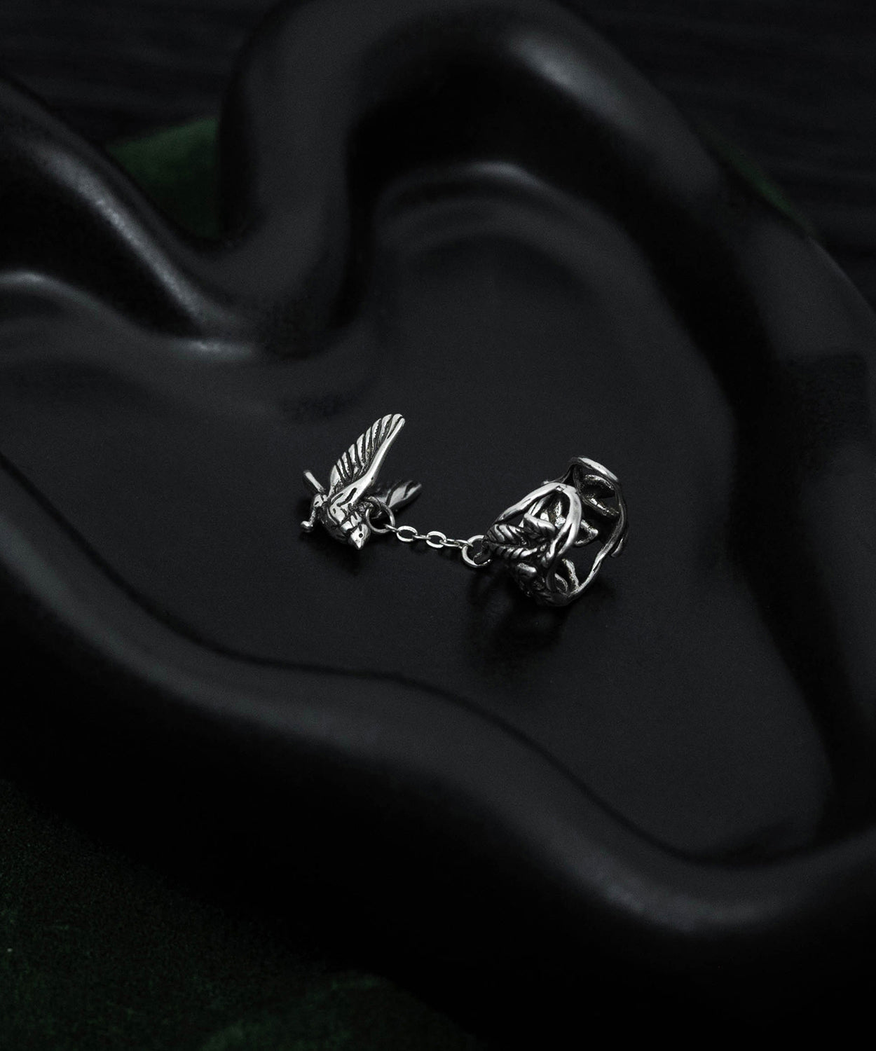 Leaf Flying Sterling Silk Drop Floral Vintage Silver Tassel Bird