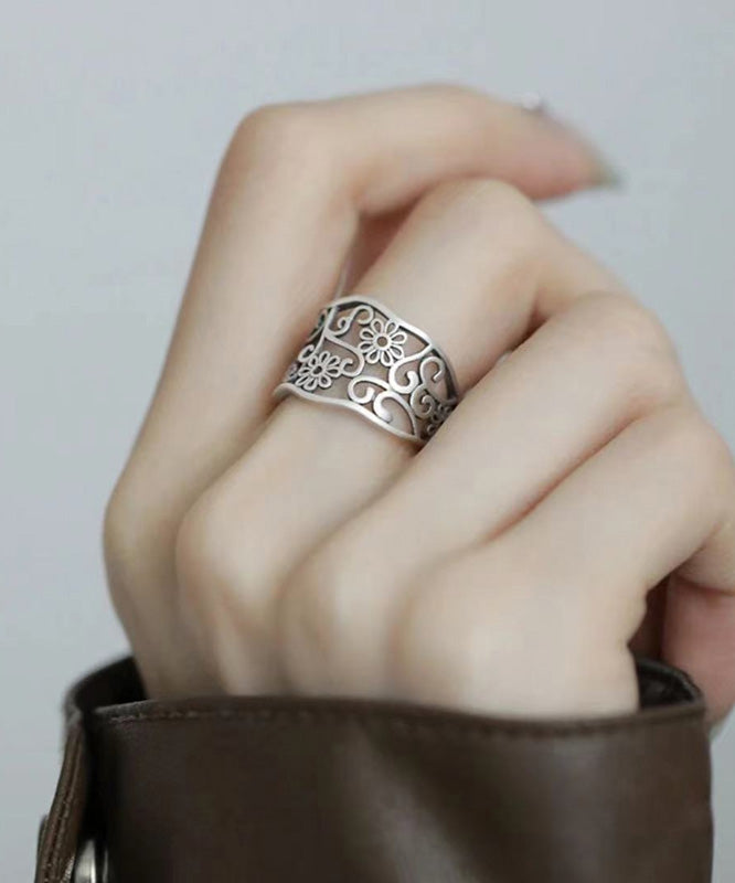 Vintage Silk Sterling Silver Hollow Out Rings YI046