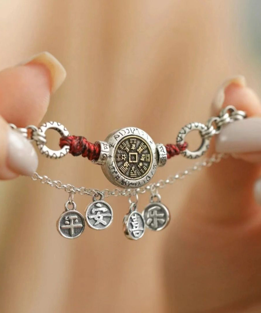 Ankle Silver Tassel Bracelet Vintage Silk Sterling