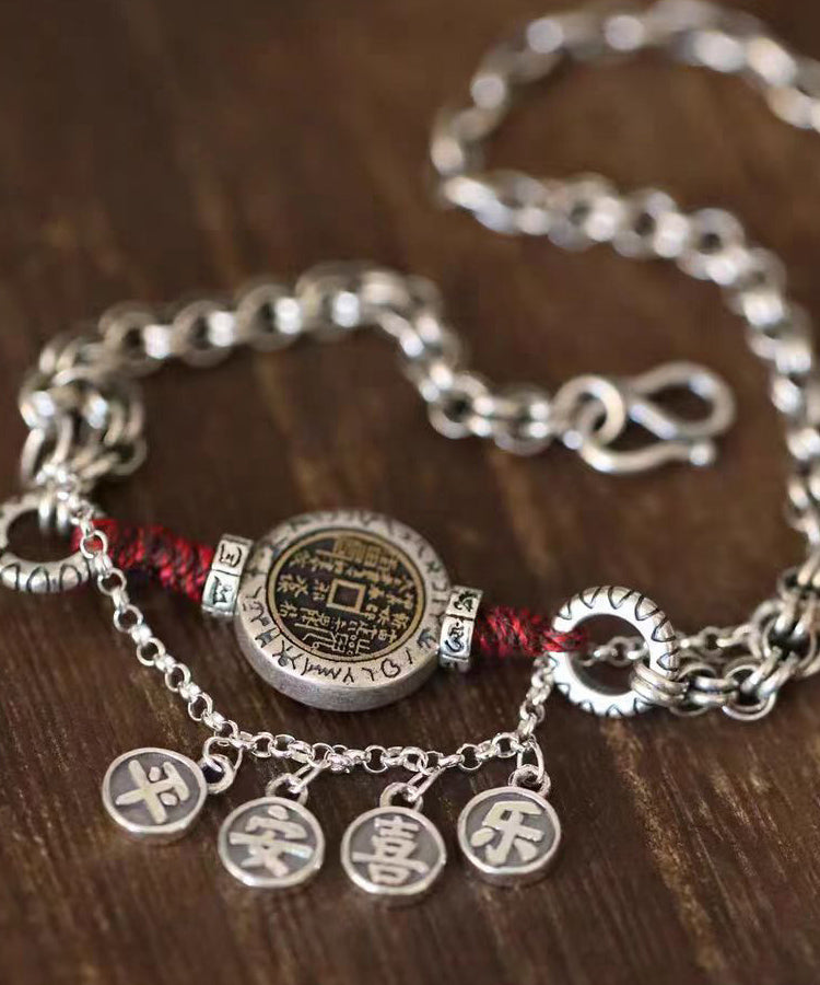 Ankle Silver Tassel Bracelet Vintage Silk Sterling