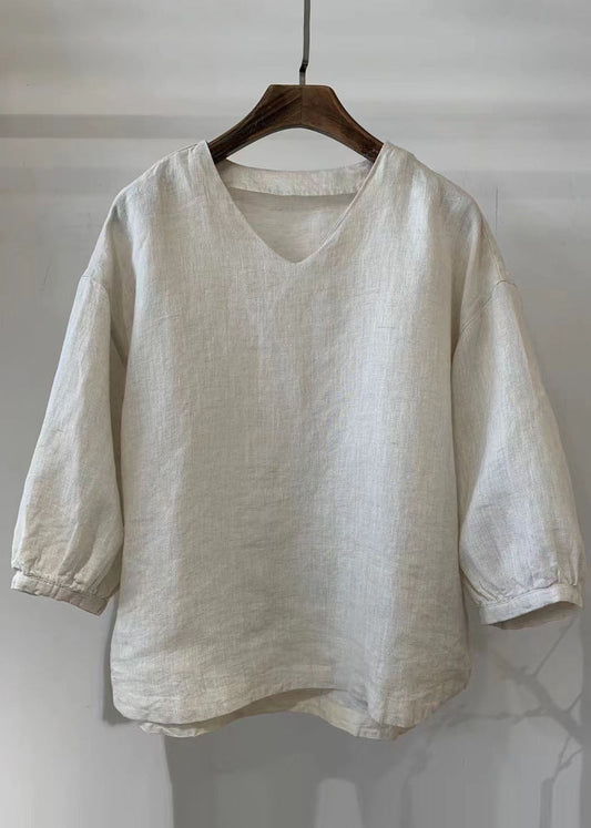 Linen Oversized Bracelet Vintage White Shirt Tops Sleeve