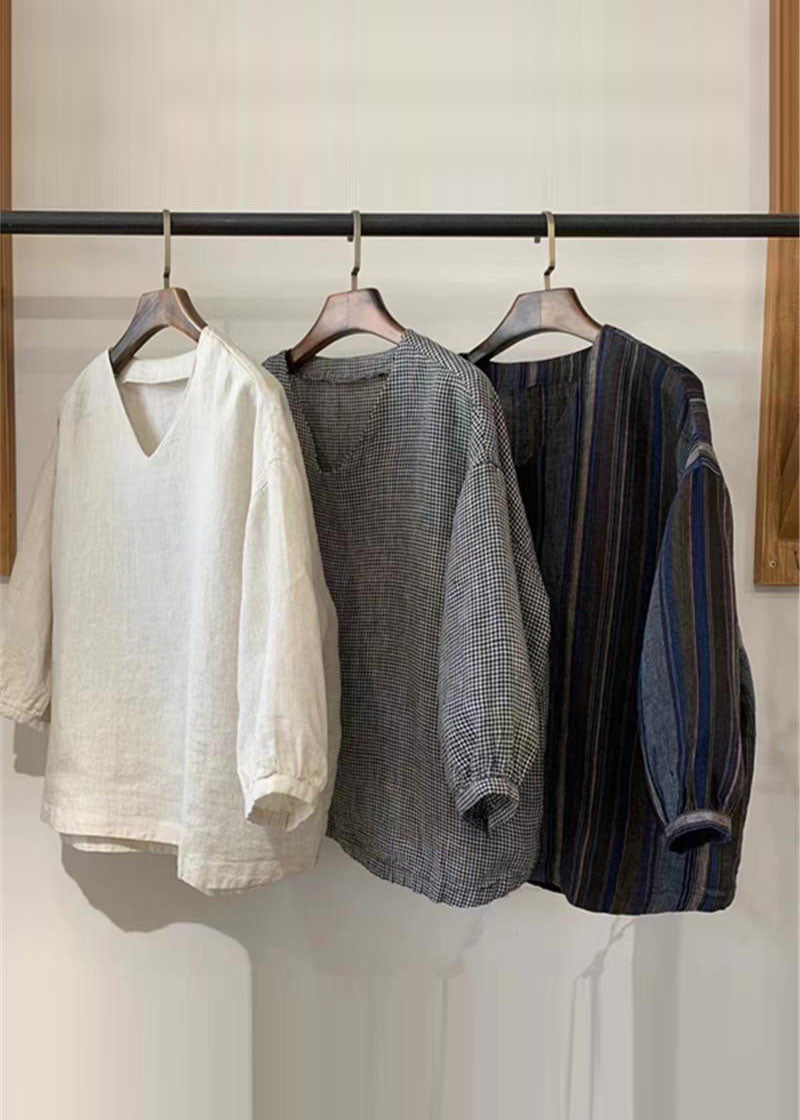 Linen Oversized Bracelet Vintage White Shirt Tops Sleeve