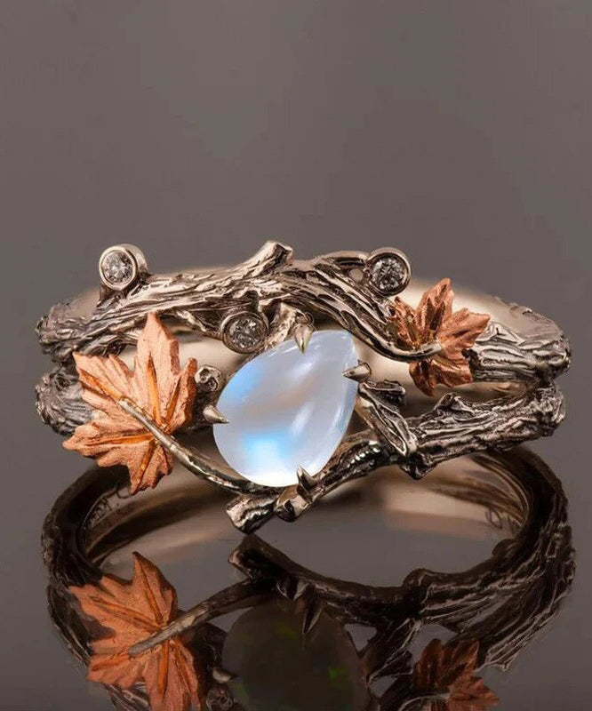 Gold Vintage Antique Rings Fashion Twig Leaf Women's Maple