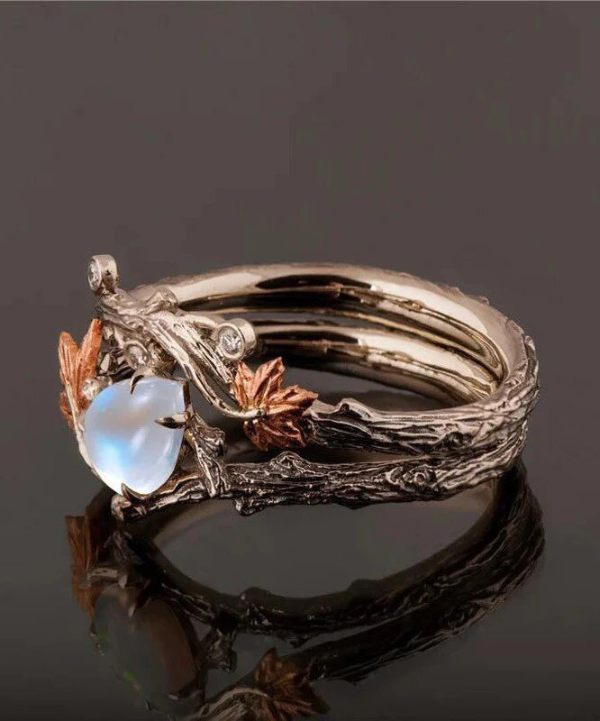 Gold Vintage Antique Rings Fashion Twig Leaf Women's Maple