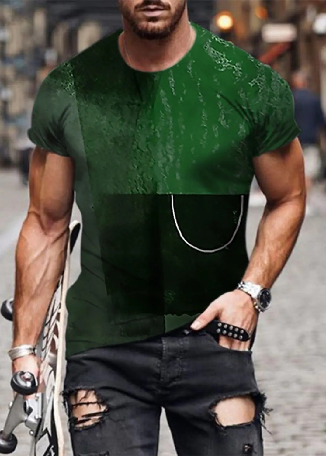 Summer Patchwork Cotton T Mens Shirts Vintage Print Yellow