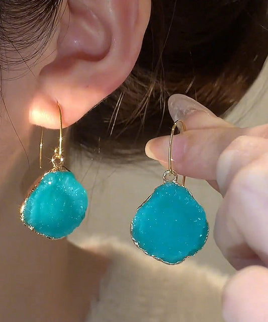 Blue Drop Alloy Gem Stone Asymmetrical Copper Vogue Earrings