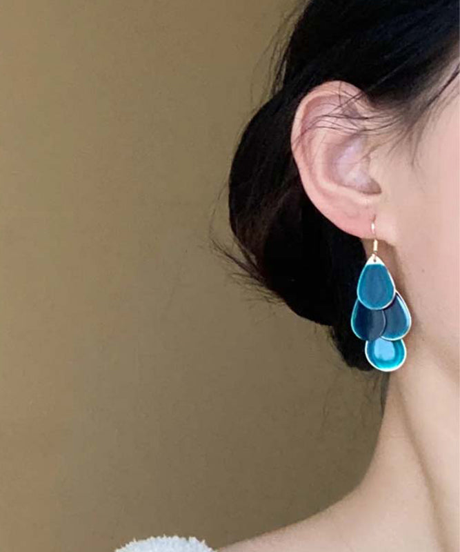 Blue Drop Drip Glazed Overgild Vogue Tassel Copper Water