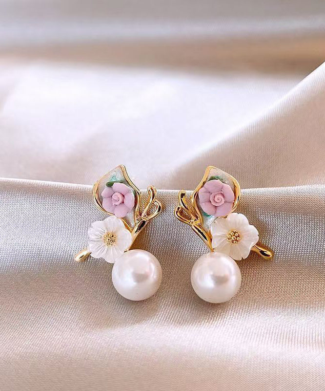 Pearl Gold Stud Alloy Butterfly Copper Earrings Vogue