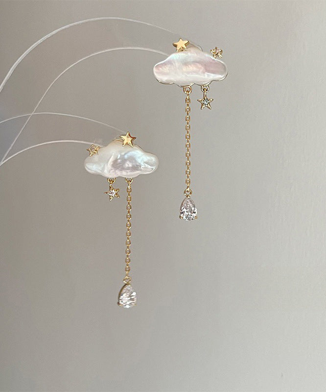 Tassel Drop Earrings Overgild Vogue Copper Raindrop Cloud Gold