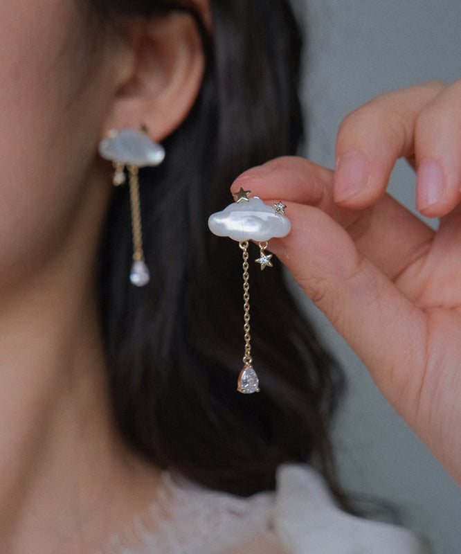 Tassel Drop Earrings Overgild Vogue Copper Raindrop Cloud Gold