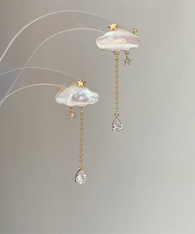 Tassel Drop Earrings Overgild Vogue Copper Raindrop Cloud Gold