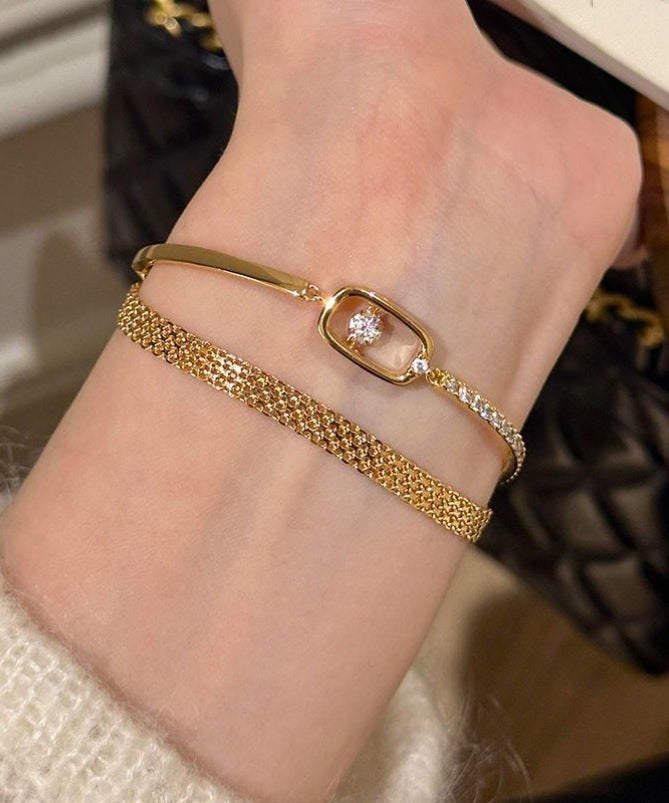 Vogue Bracelet Steel Two-Piece Stainless Gold Set Chain Zircon