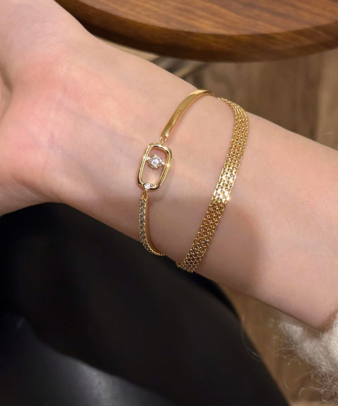 Vogue Bracelet Steel Two-Piece Stainless Gold Set Chain Zircon