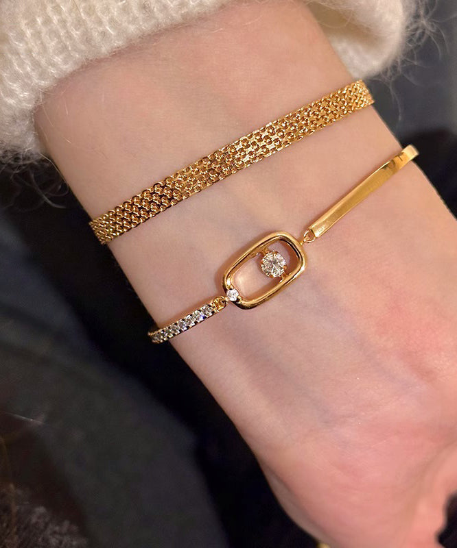 Vogue Bracelet Steel Two-Piece Stainless Gold Set Chain Zircon