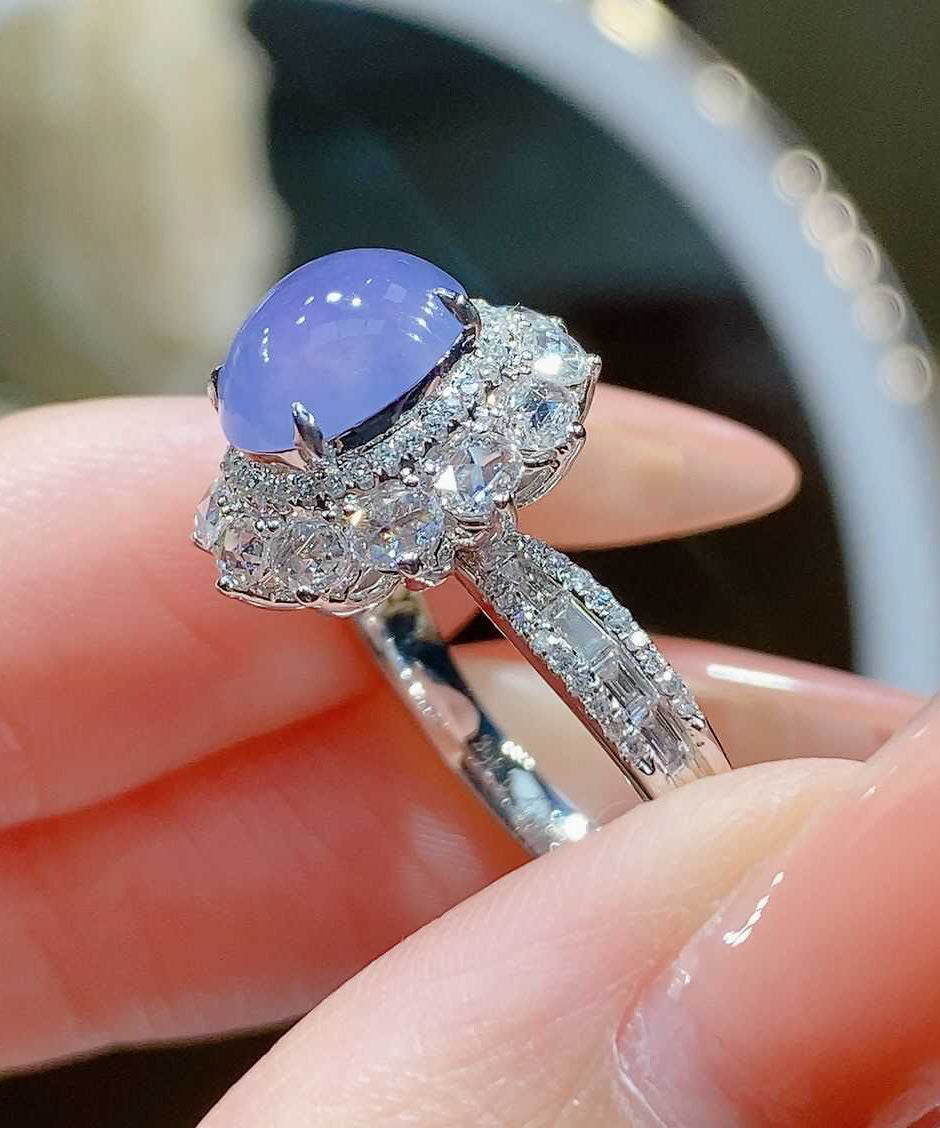 Vogue Purple Alloy Zircon Gem Stone Rings AC1074