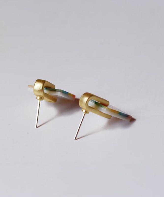Stud Overgild Copper Rainbow Vogue Shell Earrings